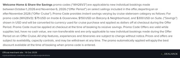 Screenshot of Royal Caribbean International's website on Oct 16, 2026 showing the "Save Up to $300 on Select Sailings From November 2026" offer