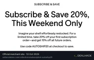 Screenshot of SALT & STONE's website on Oct 16, 2026 showing the "20% Off First Subscription Order" offer