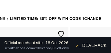Screenshot of SCHUTZ's website on Oct 18, 2026 showing the "30% Off VIP Collection With Code" offer