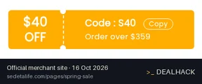 Screenshot of SEDETA's website on Oct 16, 2026 showing the "$40 Off Orders $359+ at SEDETA" offer