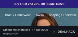 Screenshot of Shapellx's website on Oct 17, 2026 showing the "20% Off Your Second Item at Shapellx" offer