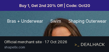 Screenshot of Shapellx's website on Oct 17, 2026 showing the "20% Off Your Second Item at Shapellx" offer