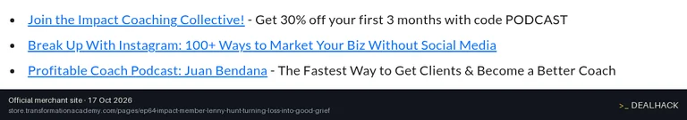 Screenshot of Transformation Academy's website on Oct 17, 2026 showing the "30% Off First 3 Months of Impact Coaching Collective" offer