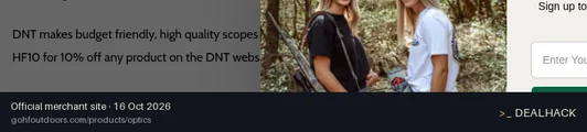 Screenshot of DNT Optics's website on Oct 16, 2026 showing the "Enjoy 10% Off Storewide at DNT Optics" offer