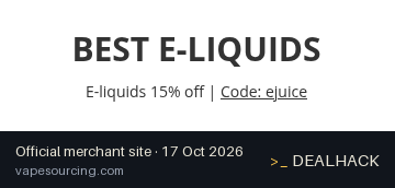Screenshot of VapeSourcing's website on Oct 17, 2026 showing the "Save 15% on E-Liquids at VapeSourcing" offer