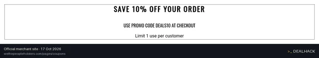 Screenshot of We The People Holsters's website on Oct 17, 2026 showing the "10% Off Your Order at We The People Holsters" offer