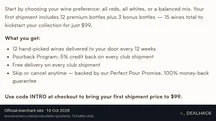 Screenshot of Wine Insiders's website on Oct 16, 2026 showing the "Take 40% Off at Wine Insiders" offer