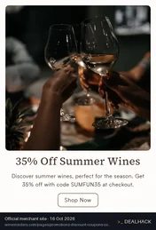 Screenshot of Wine Insiders's website on Oct 16, 2026 showing the "Save 35% on Summer Wines at Wine Insiders" offer