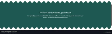 Screenshot of Wonderbly's website on Oct 17, 2026 showing the "Save Up to 30% on 220 Books" offer
