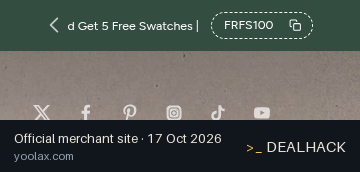 Screenshot of Yoolax's website on Oct 17, 2026 showing the "Free Fabric Swatch Samples With Code" offer