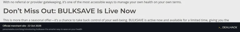 Screenshot of Personalabs's website on Oct 22, 2026 showing the "Save Up to 40% on Bundled Tests" offer