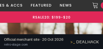 Screenshot of Retro Stage's website on Oct 20, 2026 showing the "Save $20 on Orders of $199+" offer