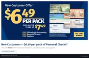 Screenshot of Checks In The Mail's website on Oct 20, 2026 showing the "Get Personal Checks for $6.49 per Pack" offer