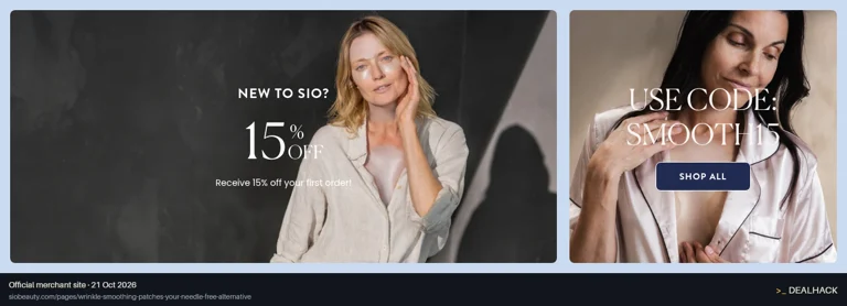 Screenshot of SiO Beauty's website on Oct 21, 2026 showing the "Save 15% on Your First SiO Beauty Order" offer